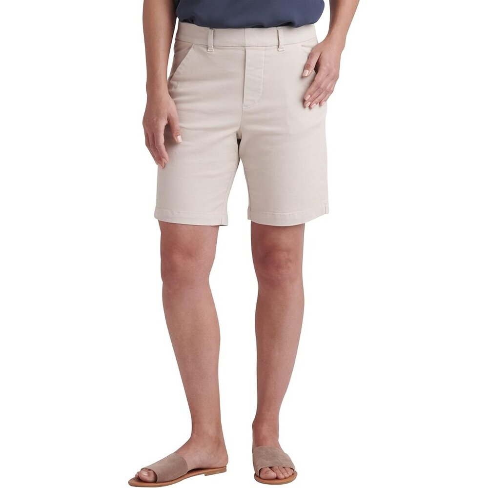 JAG Pull On Mid Rise Maddie Beige Cotton Spandex Shorts Size 24W Stretch New